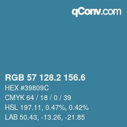 カラーコード: RGB 57 128.2 156.6 | qconv.com