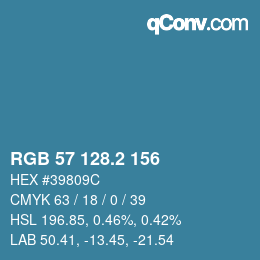 カラーコード: RGB 57 128.2 156 | qconv.com