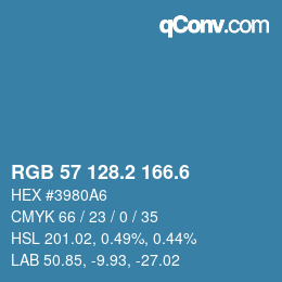 カラーコード: RGB 57 128.2 166.6 | qconv.com