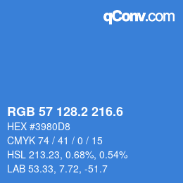 カラーコード: RGB 57 128.2 216.6 | qconv.com