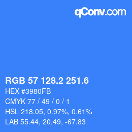 カラーコード: RGB 57 128.2 251.6 | qconv.com