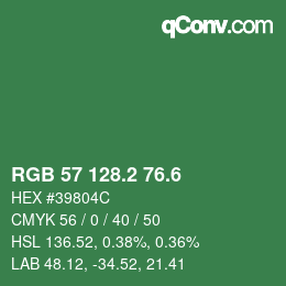 カラーコード: RGB 57 128.2 76.6 | qconv.com
