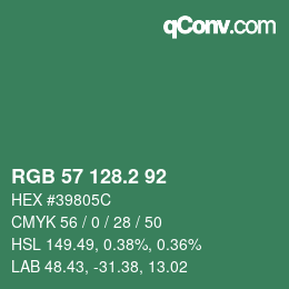 カラーコード: RGB 57 128.2 92 | qconv.com