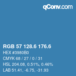 カラーコード: RGB 57 128.6 176.6 | qconv.com