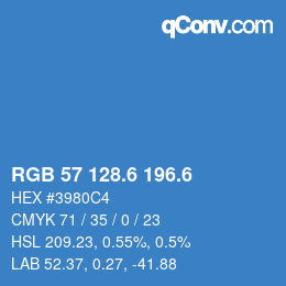 カラーコード: RGB 57 128.6 196.6 | qconv.com