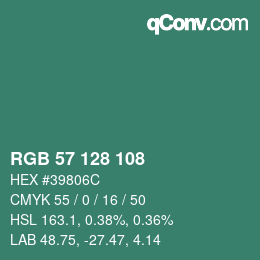 カラーコード: RGB 57 128 108 | qconv.com