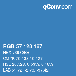Color code: RGB 57 128 187 | qconv.com