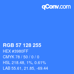 カラーコード: RGB 57 128 255 | qconv.com