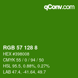 カラーコード: RGB 57 128 8 | qconv.com