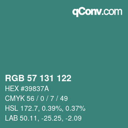 Color code: RGB 57 131 122 | qconv.com