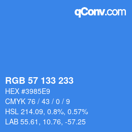 Color code: RGB 57 133 233 | qconv.com