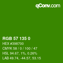 Color code: RGB 57 135 0 | qconv.com