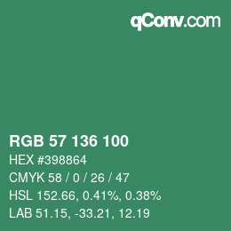Color code: RGB 57 136 100 | qconv.com