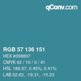 Color code: RGB 57 136 151 | qconv.com