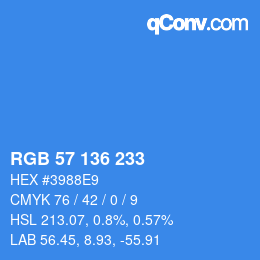 Color code: RGB 57 136 233 | qconv.com