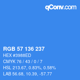Color code: RGB 57 136 237 | qconv.com