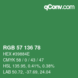 Color code: RGB 57 136 78 | qconv.com
