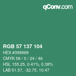 Color code: RGB 57 137 104 | qconv.com