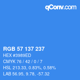 Color code: RGB 57 137 237 | qconv.com