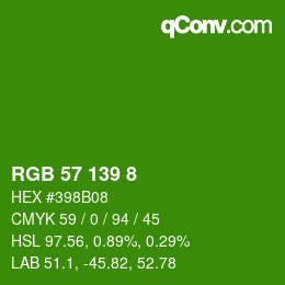 カラーコード: RGB 57 139 8 | qconv.com