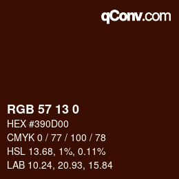 Color code: RGB 57 13 0 | qconv.com