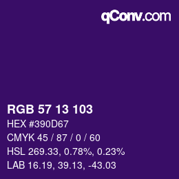 Color code: RGB 57 13 103 | qconv.com