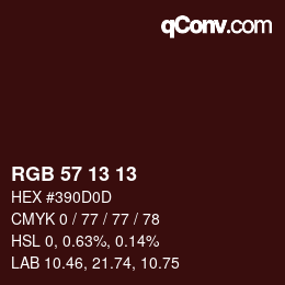 Color code: RGB 57 13 13 | qconv.com