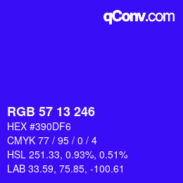 Color code: RGB 57 13 246 | qconv.com
