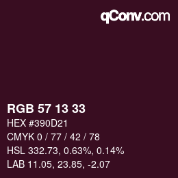 カラーコード: RGB 57 13 33 | qconv.com
