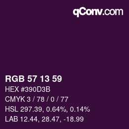 颜色代码: RGB 57 13 59 | qconv.com