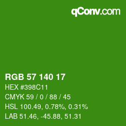 Color code: RGB 57 140 17 | qconv.com