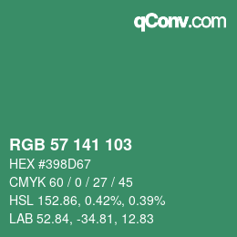 Color code: RGB 57 141 103 | qconv.com