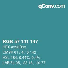 颜色代码: RGB 57 141 147 | qconv.com