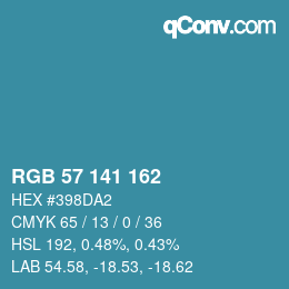 Color code: RGB 57 141 162 | qconv.com