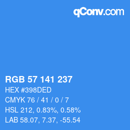 Color code: RGB 57 141 237 | qconv.com