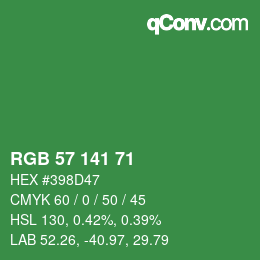 Color code: RGB 57 141 71 | qconv.com