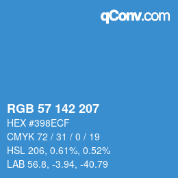 Color code: RGB 57 142 207 | qconv.com