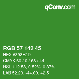 Color code: RGB 57 142 45 | qconv.com