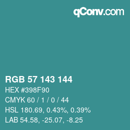 カラーコード: RGB 57 143 144 | qconv.com