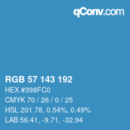カラーコード: RGB 57 143 192 | qconv.com