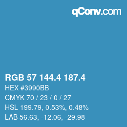 カラーコード: RGB 57 144.4 187.4 | qconv.com