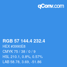 カラーコード: RGB 57 144.4 232.4 | qconv.com