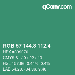 カラーコード: RGB 57 144.8 112.4 | qconv.com