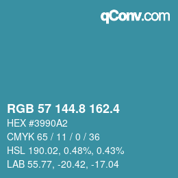カラーコード: RGB 57 144.8 162.4 | qconv.com