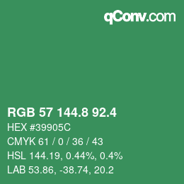カラーコード: RGB 57 144.8 92.4 | qconv.com