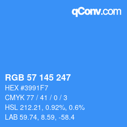 Color code: RGB 57 145 247 | qconv.com