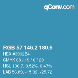 カラーコード: RGB 57 146.2 180.6 | qconv.com