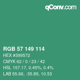 Color code: RGB 57 149 114 | qconv.com