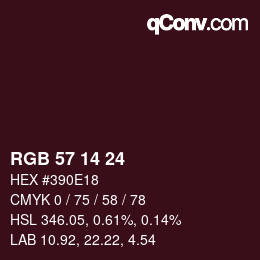 Color code: RGB 57 14 24 | qconv.com