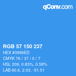 カラーコード: RGB 57 150 237 | qconv.com